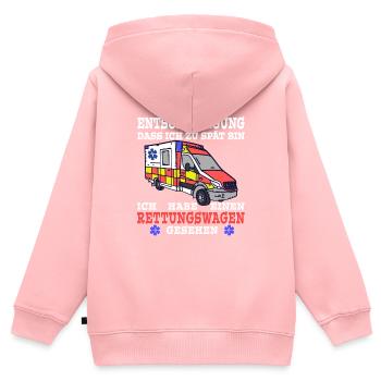 Rettungswagen Blaulicht gesehen zu spät - Kinder Premium Organic Zip Hoodie - Rosa - Hinten - AI Model Kid Female (0cm)