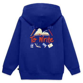 Writing Book Novel Writer & - Kinder Premium Organic Zip Hoodie - Royalblau - Hinten - AI Model Kid Male (0cm)