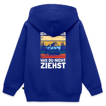 Ich ziehe was was du nicht ziehst Wohnwagen Camper - Kinder Premium Organic Zip Hoodie - Royalblau - Hinten - AI Model Kid Male (0cm)