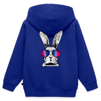 Bisexuel Bi Pride Flag Rabbit - Sweat Premium à capuche zippé enfant bio - bleu roi - Dos - AI Model Kid Male (0cm)