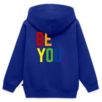 Be you LGBTQ+ Gay Pride Regenbogen CSD Coming Out - Kinder Premium Organic Zip Hoodie - Royalblau - Hinten - AI Model Kid Male (0cm)
