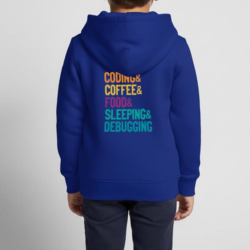 Coding Coffee Food Sleeping Debbuging Programmer C Kinder Premium Organic Zip Hoodie