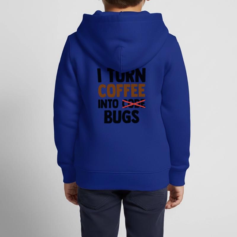 I Turn Coffee Into Bugs Coding Programming Softwar Kinder Premium Organic Zip Hoodie