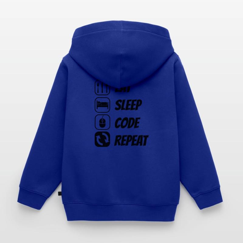 Eat Sleep Code Repeat Coder Programmer Software De Kinder Premium Organic Zip Hoodie
