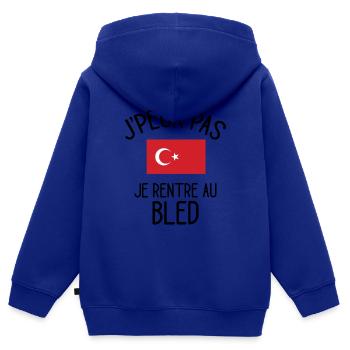 J'Peux Pas Turquie Humour Idée Cadeau Turc - Sweat Premium à capuche zippé enfant bio - bleu roi - Dos - AI Model Kid Male (0cm)