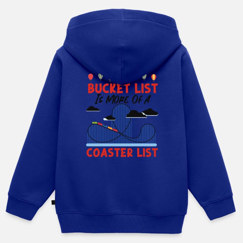 Roller Coaster Bucket List Mon - Sweat Premium à capuche zippé enfant bio - bleu roi