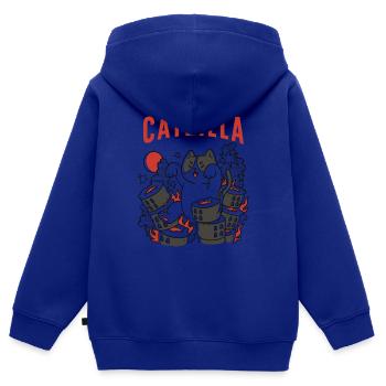 Catzilla Chat Mignon Humour Japon Sushi - Sweat Premium à capuche zippé enfant bio - bleu roi - Dos - AI Model Kid Male (0cm)