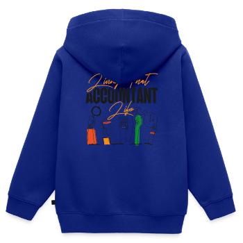 Comptable Comptable Comptable - Sweat Premium à capuche zippé enfant bio - bleu roi - Dos - AI Model Kid Male (0cm)
