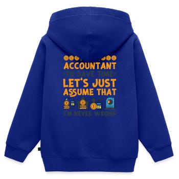 Comptable Comptable Comptable - Sweat Premium à capuche zippé enfant bio - bleu roi - Dos - AI Model Kid Male (0cm)