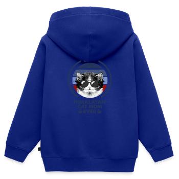 Katzenmama - Himalaya-Katze - Kinder Premium Organic Zip Hoodie - Royalblau - Hinten - AI Model Kid Male (0cm)