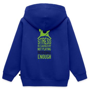 Le stress du pickleball est causé par le fait de ne pas - Sweat Premium à capuche zippé enfant bio - bleu roi - Dos - AI Model Kid Male (0cm)