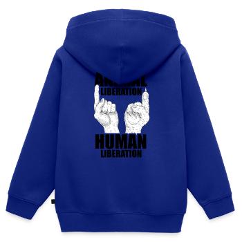 Animal Liberation Human Liberation Animal Lover Zo - Kinder Premium Organic Zip Hoodie - Royalblau - Hinten - AI Model Kid Male (0cm)