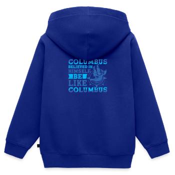 Columbus Glauben 1942 Amerikanischen - Kinder Premium Organic Zip Hoodie - Royalblau - Hinten - AI Model Kid Male (0cm)