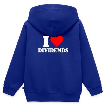 Dividendes J’aime Dividendes J’aime Actions Marché boursier - Sweat Premium à capuche zippé enfant bio - bleu roi - Dos - AI Model Kid Male (0cm)