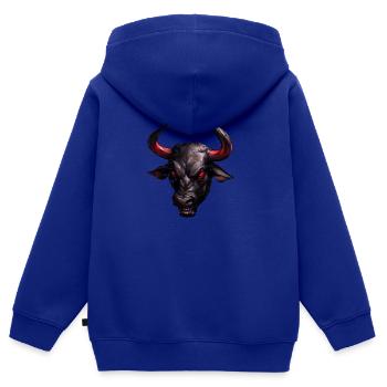 Marché boursier bull bull aux yeux rouges - Sweat Premium à capuche zippé enfant bio - bleu roi - Dos - AI Model Kid Male (0cm)
