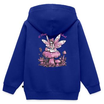 Retour à l’école 1ère année Filles Petite Fée - Sweat Premium à capuche zippé enfant bio - bleu roi - Dos - AI Model Kid Male (0cm)