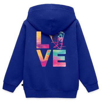 Field Hockey Watercolor Love - Kinder Premium Organic Zip Hoodie - Royalblau - Hinten - AI Model Kid Male (0cm)