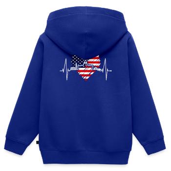 Washington D.C. Skyline Heartbeat Côte Est des États-Unis - Sweat Premium à capuche zippé enfant bio - bleu roi - Dos - AI Model Kid Male (0cm)