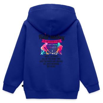Field Hockey Playing Field Hockey - Kids Premium Organic Zip-up Hoodie - royal blue - Back - AI Model Kid Male (0cm)
