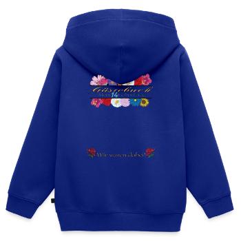 Livre d’or fille et garçon 14e anniversaire - Sweat Premium à capuche zippé enfant bio - bleu roi - Dos - AI Model Kid Male (0cm)