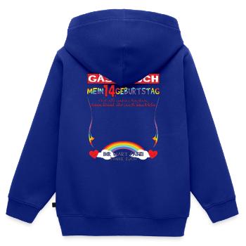 14th Birthday Girl & Boy Guestbook - Kids Premium Organic Zip-up Hoodie - royal blue - Back - AI Model Kid Male (0cm)