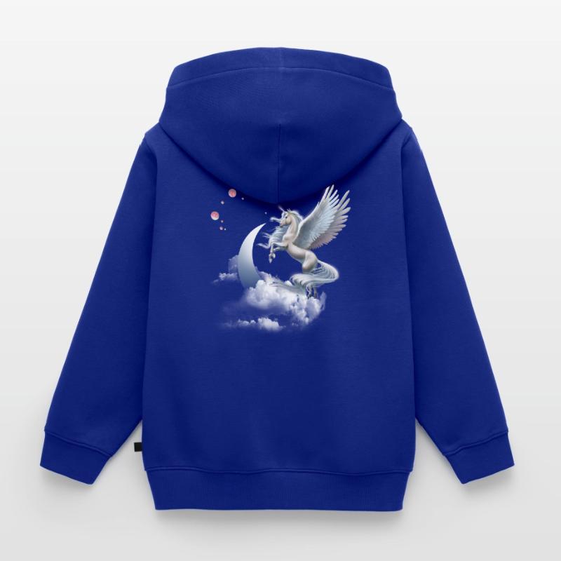 Einhorn oder Pegasus Fliegendes Pferd Kinder Premium Organic Zip Hoodie