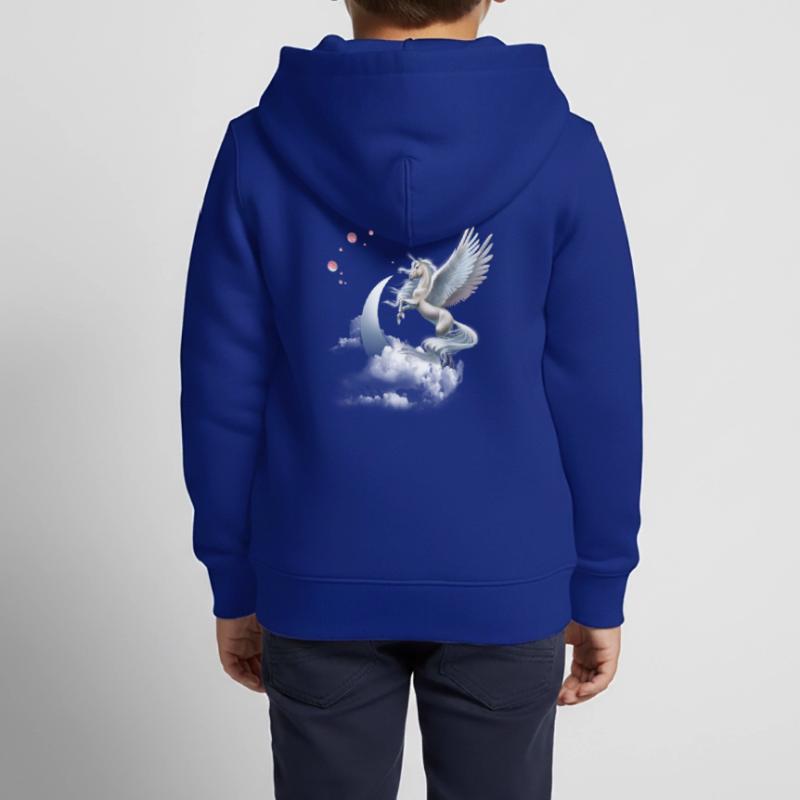 Einhorn oder Pegasus Fliegendes Pferd Kinder Premium Organic Zip Hoodie