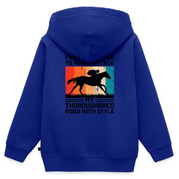 Vollblut Pferderennen Reiten Reiterpferde - Kinder Premium Organic Zip Hoodie - Royalblau - Hinten - AI Model Kid Male (0cm)