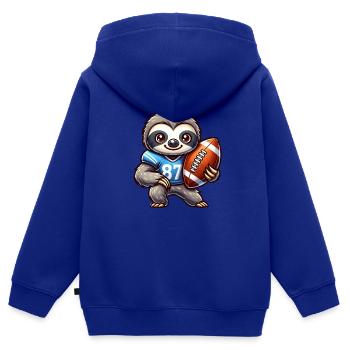 Niedliches Faultier Als Quarterback Team Sport - Kinder Premium Organic Zip Hoodie - Royalblau - Hinten - AI Model Kid Male (0cm)