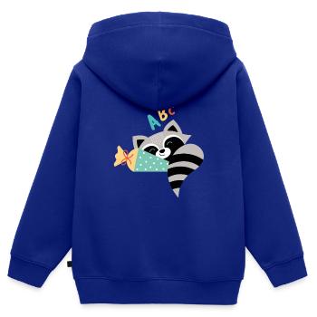 Raccoon with school cone school enrollment - Kids Premium Organic Zip-up Hoodie - royal blue - Back - AI Model Kid Male (0cm)