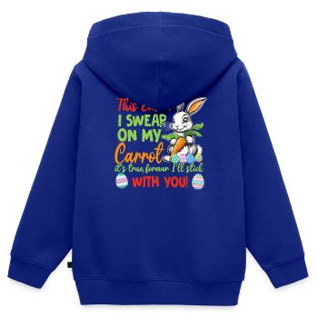 Oster Liebeserklärung mit Hase Eier und Möhre - Kinder Premium Organic Zip Hoodie - Royalblau - Hinten - AI Model Kid Male (0cm)