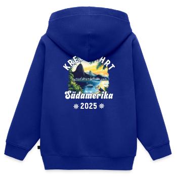 Kreuzfahrt Südamerika 2025 - Kinder Premium Organic Zip Hoodie - Royalblau - Hinten - AI Model Kid Male (0cm)