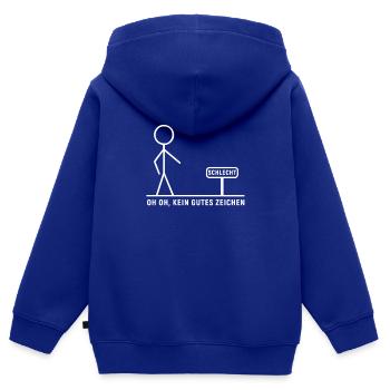 Oh oh, das ist kein gutes Zeichen - Kinder Premium Organic Zip Hoodie - Royalblau - Hinten - AI Model Kid Male (0cm)