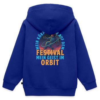 Festival Geist im Orbit Design - Kinder Premium Organic Zip Hoodie - Royalblau - Hinten - AI Model Kid Male (0cm)