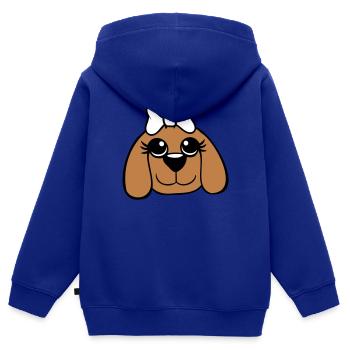 Dog Face Girl Cute Bow Female Woman - Kids Premium Organic Zip-up Hoodie - royal blue - Back - AI Model Kid Male (0cm)