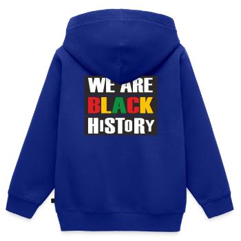 Juneteenth Day 1865, Nous sommes l’histoire des Noirs - Sweat Premium à capuche zippé enfant bio - bleu roi - Dos - AI Model Kid Male (0cm)