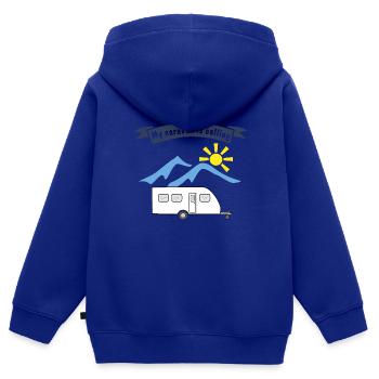 caravane appelle - Sweat Premium à capuche zippé enfant bio - bleu roi - Dos - AI Model Kid Male (0cm)