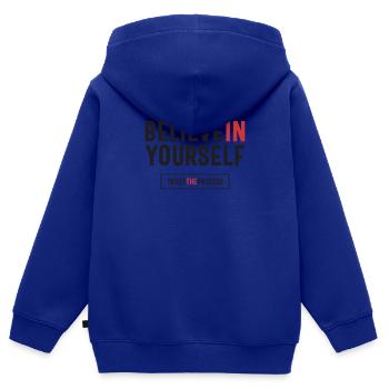 Bilieve in dir selbst, vertraue dem Prozess - Positiv - Kinder Premium Organic Zip Hoodie - Royalblau - Hinten - AI Model Kid Male (0cm)