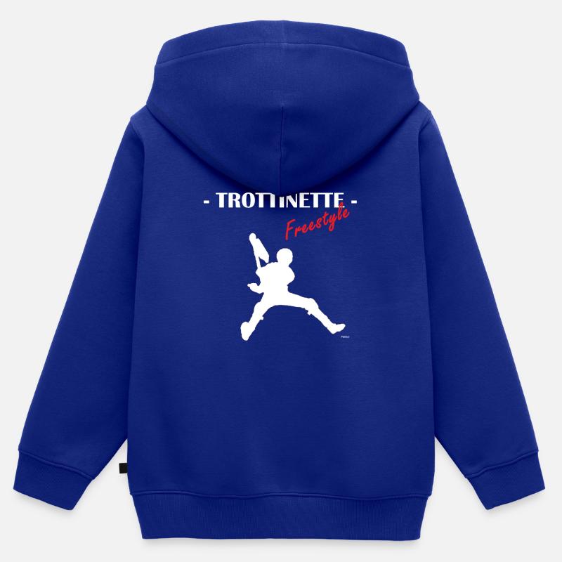 Logo TROTTINETTE Blanc - Sweat Premium à capuche zippé enfant bio - bleu roi