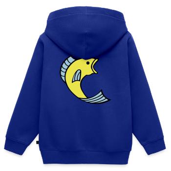 poisson 002 - Sweat Premium à capuche zippé enfant bio - bleu roi - Dos - AI Model Kid Male (0cm)