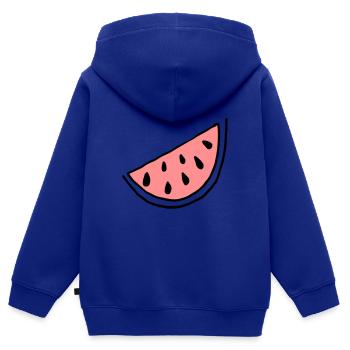 Frucht Melonen Schwarz Obst Geschenk Geschenkidee - Kinder Premium Organic Zip Hoodie - Royalblau - Hinten - AI Model Kid Male (0cm)