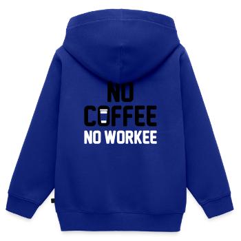 No Coffee No Work - Kids Premium Organic Zip-up Hoodie - royal blue - Back - AI Model Kid Male (0cm)