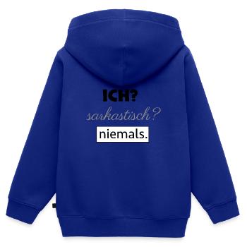 sarkasmus - Kinder Premium Organic Zip Hoodie - Royalblau - Hinten - AI Model Kid Male (0cm)