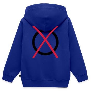 élection choix oui no - Sweat Premium à capuche zippé enfant bio - bleu roi - Dos - AI Model Kid Male (0cm)