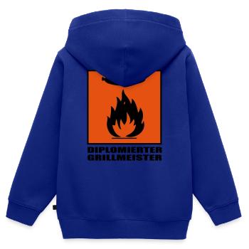GRILLMEISTER - Kinder Premium Organic Zip Hoodie - Royalblau - Hinten - AI Model Kid Male (0cm)