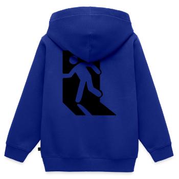 Exit (V) - Kids Premium Organic Zip-up Hoodie - royal blue - Back - AI Model Kid Male (0cm)