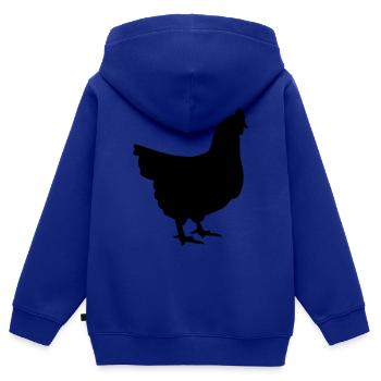 Poule - Sweat Premium à capuche zippé enfant bio - bleu roi - Dos - AI Model Kid Male (0cm)