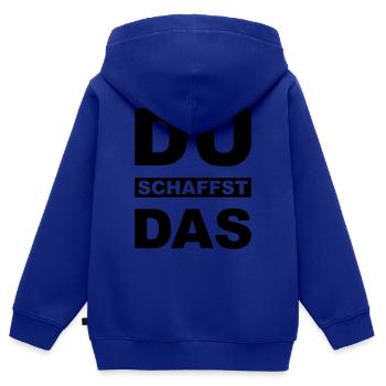 Du schaffst das - Kinder Premium Organic Zip Hoodie - Royalblau - Hinten - AI Model Kid Male (0cm)