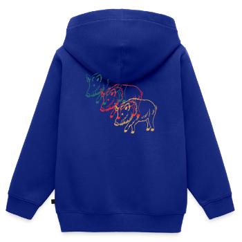 Trio von Wildschweinen Naturverbundenes Geschenk - Kinder Premium Organic Zip Hoodie - Royalblau - Hinten - AI Model Kid Male (0cm)