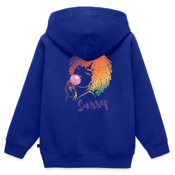 Sassy Chic mit Afro Charme - Kinder Premium Organic Zip Hoodie - Royalblau - Hinten - AI Model Kid Male (0cm)